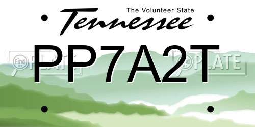 PP7A2T Tennessee License Plate