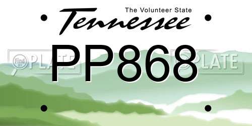 PP868 Tennessee License Plate