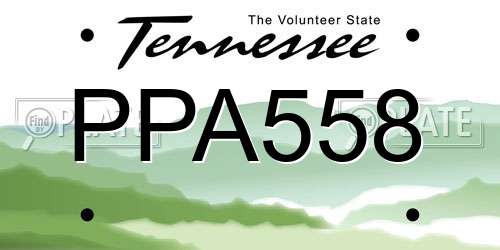 PPA558 Tennessee License Plate