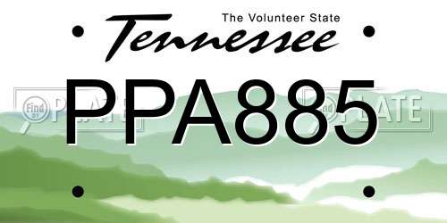 PPA885 Tennessee License Plate