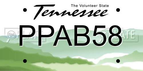PPAB58 Tennessee License Plate