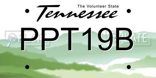 PPT19B Tennessee License Plate