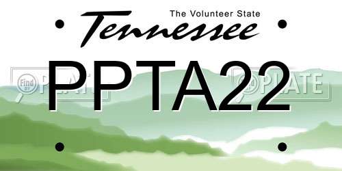 PPTA22 Tennessee License Plate