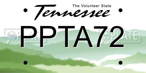 PPTA72 Tennessee License Plate