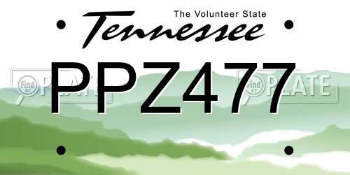 PPZ477 Tennessee License Plate