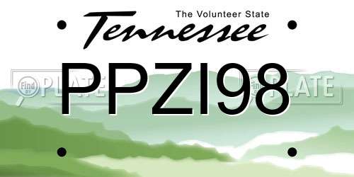 PPZI98 Tennessee License Plate