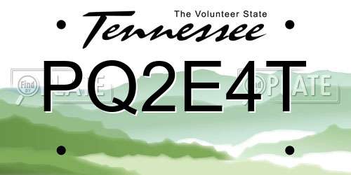 PQ2E4T Tennessee License Plate