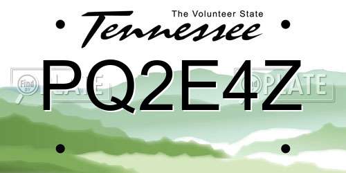 PQ2E4Z Tennessee License Plate