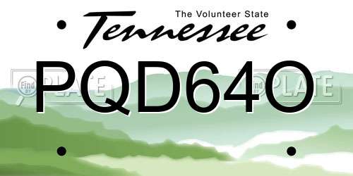 PQD64O Tennessee License Plate