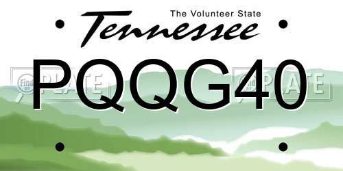 PQQG40 Tennessee License Plate