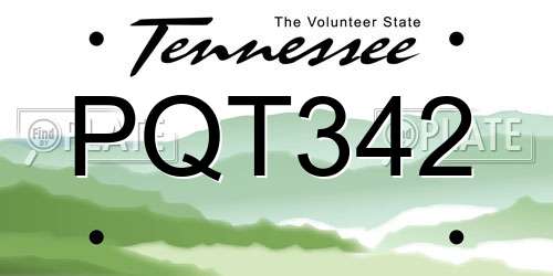 PQT342 Tennessee License Plate