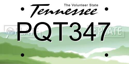 PQT347 Tennessee License Plate