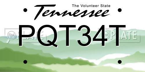 PQT34T Tennessee License Plate