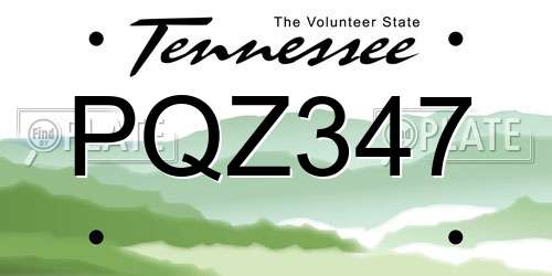 PQZ347 Tennessee License Plate