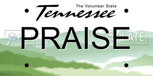 PRAISE Tennessee License Plate