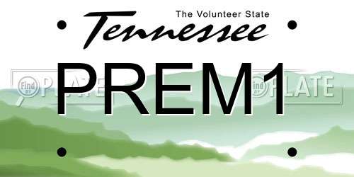 PREM1 Tennessee License Plate