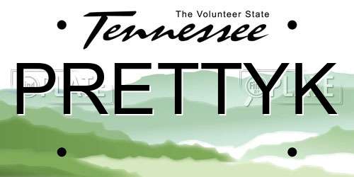 PRETTYK Tennessee License Plate