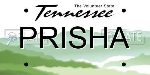 PRISHA Tennessee License Plate
