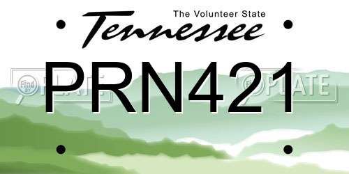 PRN421 Tennessee License Plate