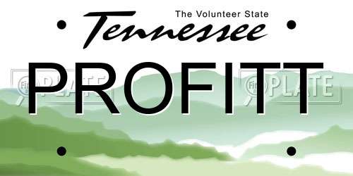 PROFITT Tennessee License Plate