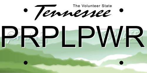 PRPLPWR Tennessee License Plate