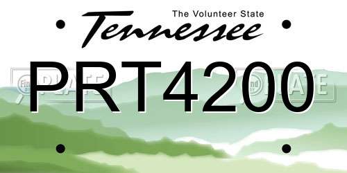 PRT4200 Tennessee License Plate