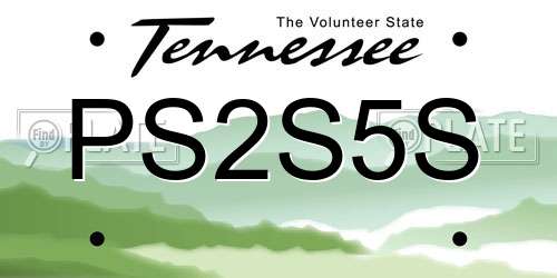 PS2S5S Tennessee License Plate