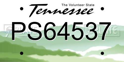 PS64537 Tennessee License Plate