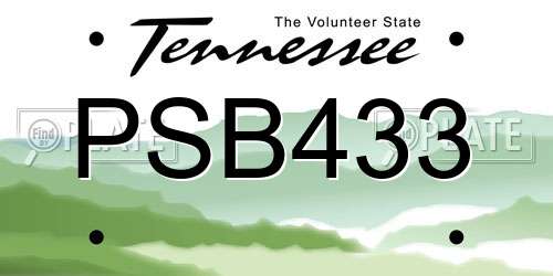 PSB433 Tennessee License Plate