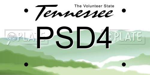 PSD4 Tennessee License Plate