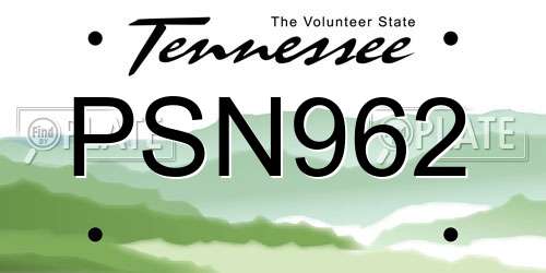 PSN962 Tennessee License Plate