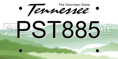 PST885 Tennessee License Plate