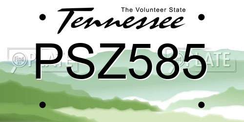 PSZ585 Tennessee License Plate
