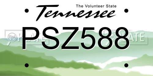 PSZ588 Tennessee License Plate
