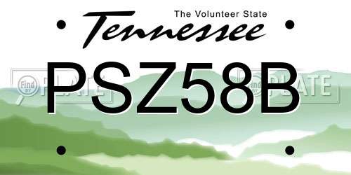 PSZ58B Tennessee License Plate