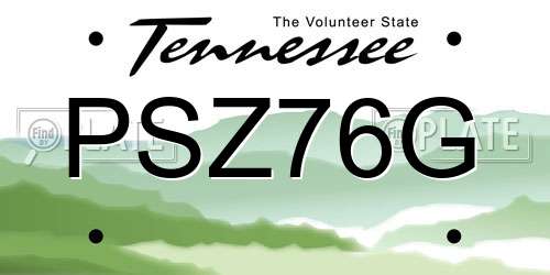 PSZ76G Tennessee License Plate