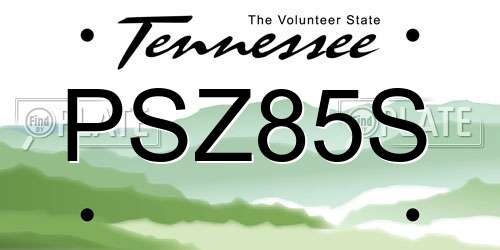 PSZ85S Tennessee License Plate
