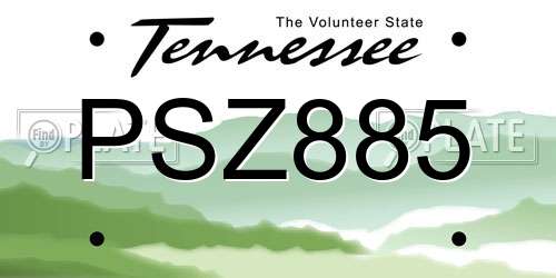 PSZ885 Tennessee License Plate