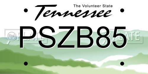 PSZB85 Tennessee License Plate