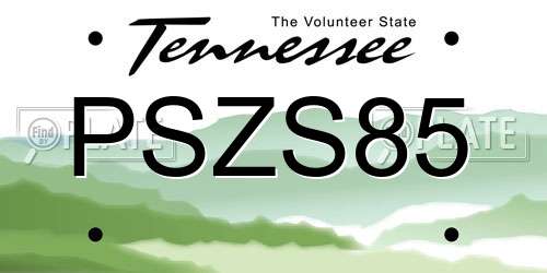 PSZS85 Tennessee License Plate