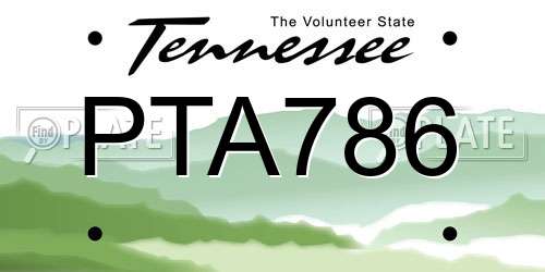 PTA786 Tennessee License Plate