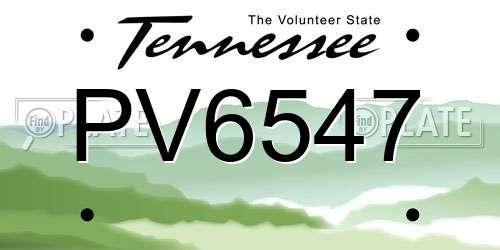 PV6547 Tennessee License Plate