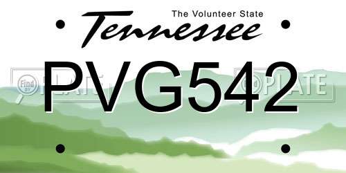 PVG542 Tennessee License Plate