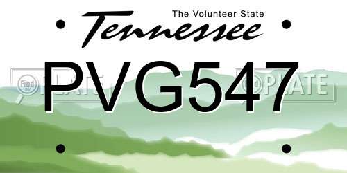PVG547 Tennessee License Plate