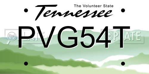 PVG54T Tennessee License Plate