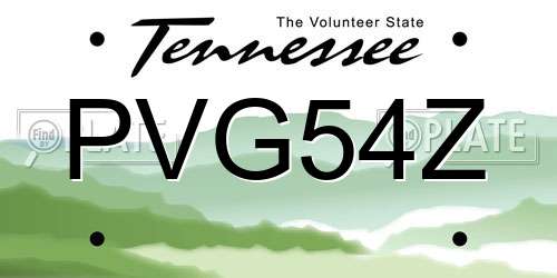 PVG54Z Tennessee License Plate