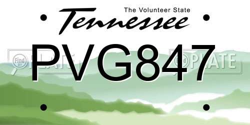 PVG847 Tennessee License Plate