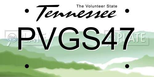 PVGS47 Tennessee License Plate