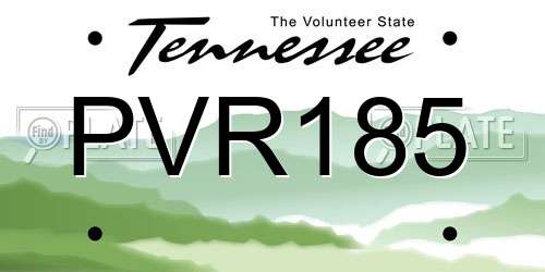 PVR185 Tennessee License Plate