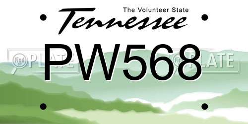 PW568 Tennessee License Plate